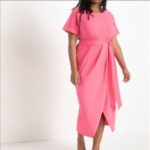 NWT Eloquii pink knit wrap dress size 22